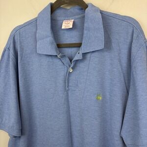 Brooks Brothers Polo Shirt Mens XL Blue Solid 1818 Performance Cotton Golf
